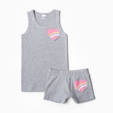 Kit for girls (T -shirt, panties), gray color, height 146 cm