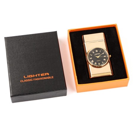 Gas lighter "style", piezo, with a clock, with backlight, gold-5