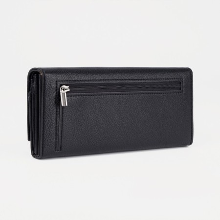 Women's wallet on the button, black color-1