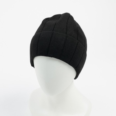 Men's hat with fleece lining, color black mix, size 56-58-6