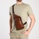 Male sling bag made of artificial leather, brown color