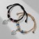 Bracelets "Demetrons" leaves with beads, black-beige color, 8 cm
