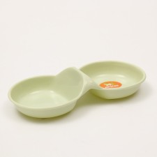 Double plastic bowl 2 x 160 ml, 24 cm x 11.5 cm x 3 cm, green