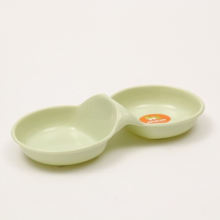 Double plastic bowl 2 x 160 ml, 24 cm x 11.5 cm x 3 cm, green