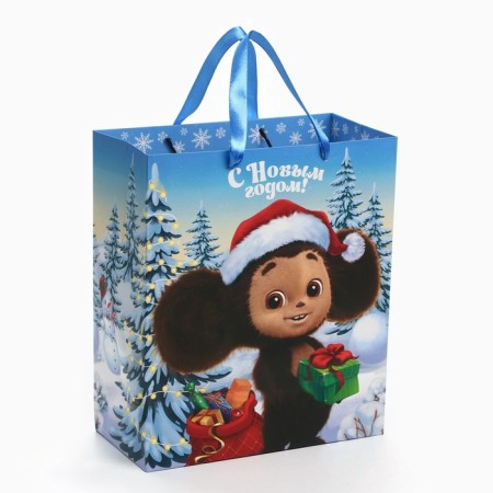 New Year. Gift package, 23x27x11.5 cm, packaging, Cheburashka-3