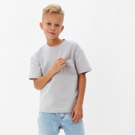 T -shirt for a boy minku, gray color, height 140 cm-1