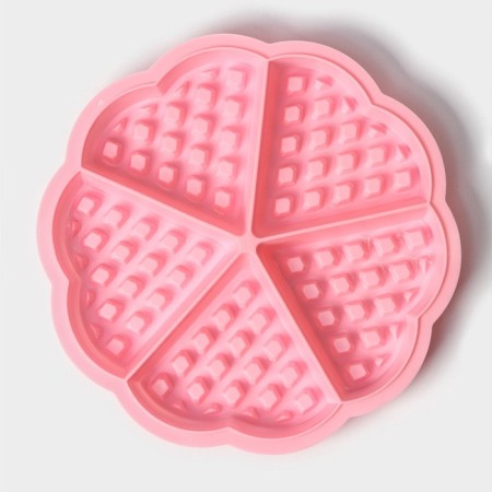 The form for baking the share "Sweets. Viennese waffles heart ", silicone, 21 × 2 cm, 5 cells, pink color-3