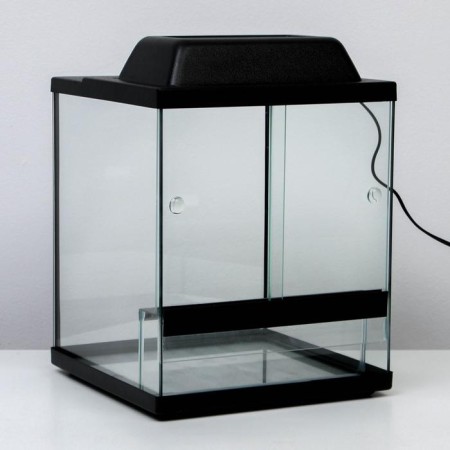 Terrarium with sliding doors 30 l, black 30 x 30 x 35 cm