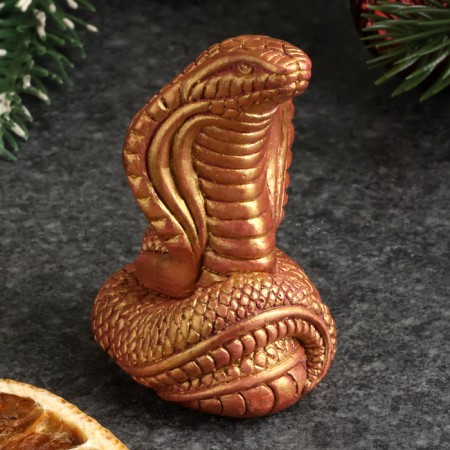Figure "Cobra Malaya" burgundy with gilding, 6x4x4cm-3