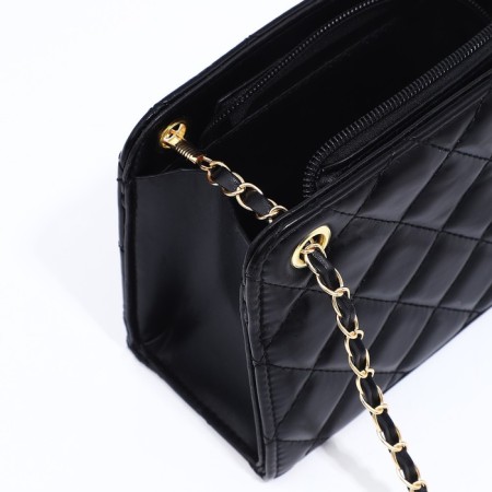 Female bag, zipper clutch, black color-4