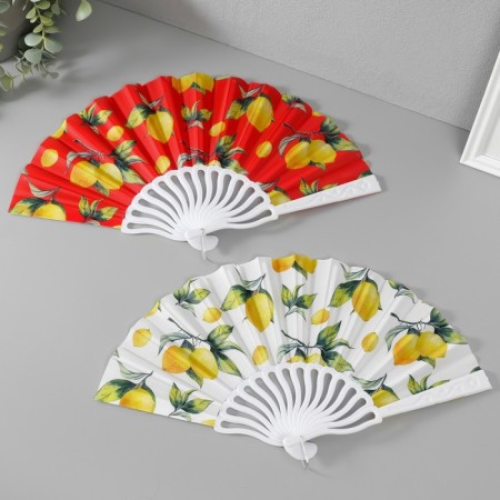 Fan plastic, textiles "Solder of lemons" mix 23 cm