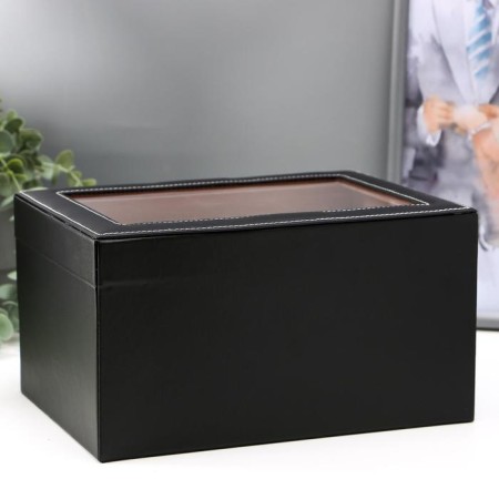 Casket for a double leatherette clock "Dark Night" matte 25.5x20x14.5 cm-1