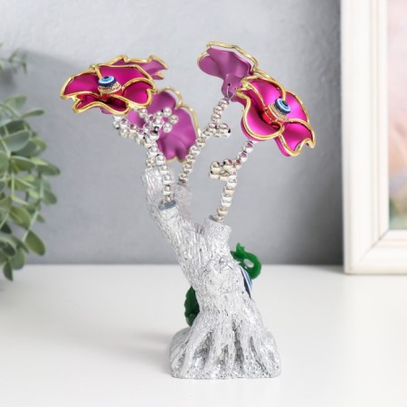 Souvenir from the evil eye "Blooming tree. Elephant with a mitin of gold" silver, pink 18.5x6x17 cm-1