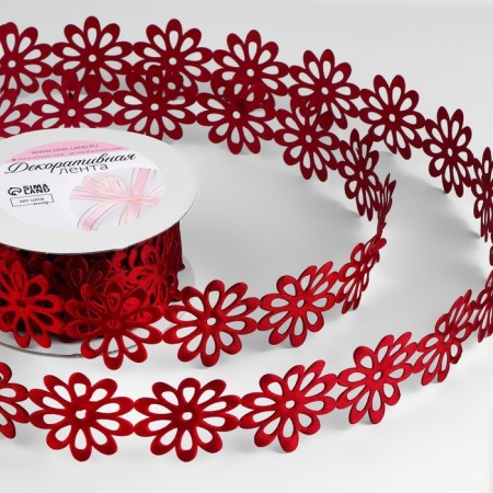 Figure tape "Large flower", 40 mm, 9 ± 0.5 m, burgundy color