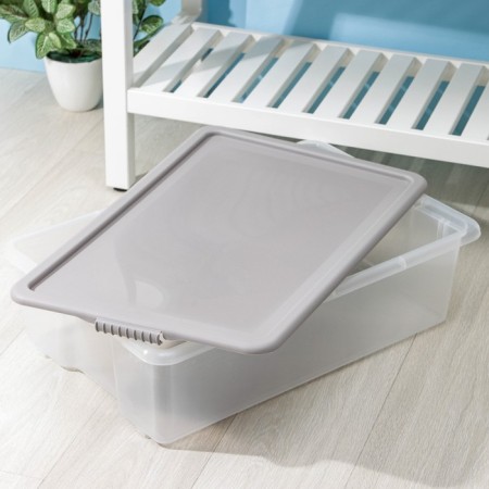 Storage container with Porter lid, 32 l, 64 × 41.5 × 17.5 cm, smoke-gray color-3