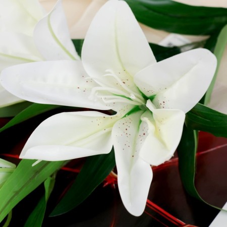 Artificial flowers "three lilies" 18x90 cm, white-1