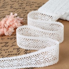 Knitted lace, 45 mm × 10 ± 1 m, white color