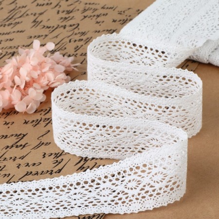 Knitted lace, 45 mm × 10 ± 1 m, white color