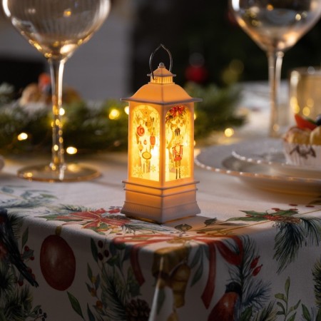 LED figure "White Lantern with a Nutcracker" 5 × 12 × 5 cm, plastic, batteries AG13x3, glow warm white
