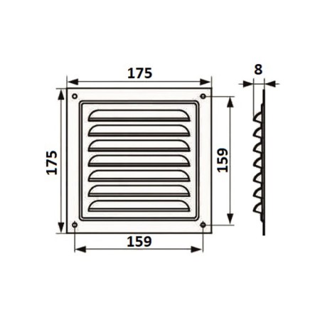 Ventilation grate Zein Lux RM1717kr, 175 x 175 mm, with a grid, metal, brown-6