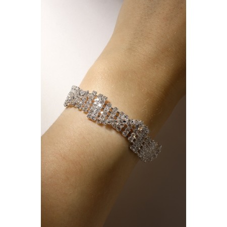 Bracelet with rhinestones "Bright" square, white color in silver, 18 size-5