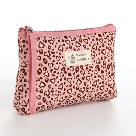 Simple cosmetic bag Leo, 20*3*12, lightning department, lining, pink