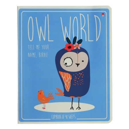 Notebook of 48 sheets in the Cute Owls cage, covered cardboard, matte lamination Soft Touch, mix-2