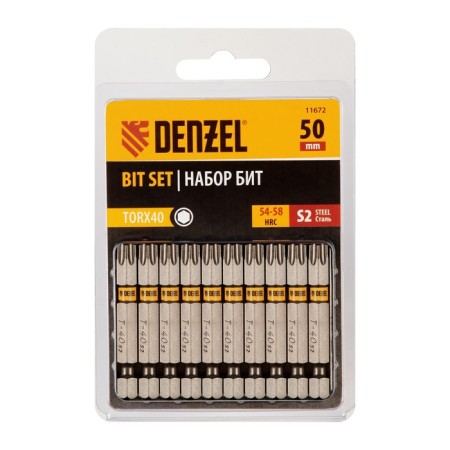 Denzel 11672 bit set, hexagonal profile, Torx 40 x 50 mm, steel S2, 10 pcs.-2