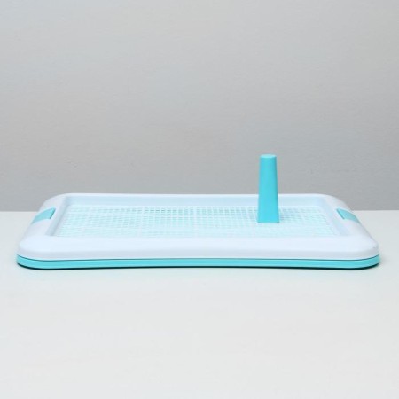 Dog toilet with a grid and a column, 63.5 x 47 x 5 cm, blue-1
