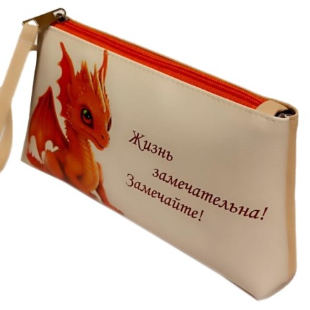 Cosmetic bag Middle beige Dragon notice-1
