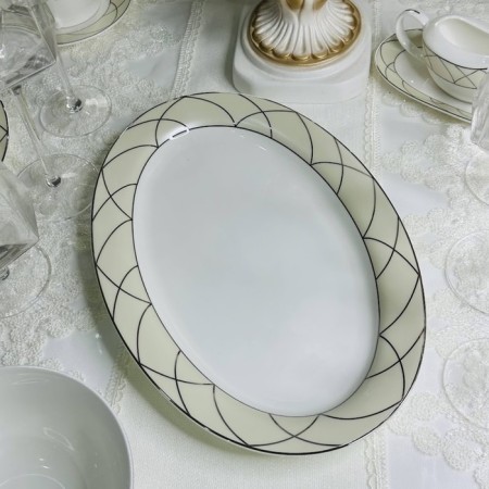 Oval dish Lenardi Pandora Cream, length 35.5 cm