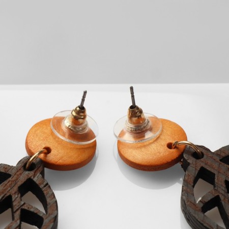 Earrings "Vakanda" style, leaf, brown color-1