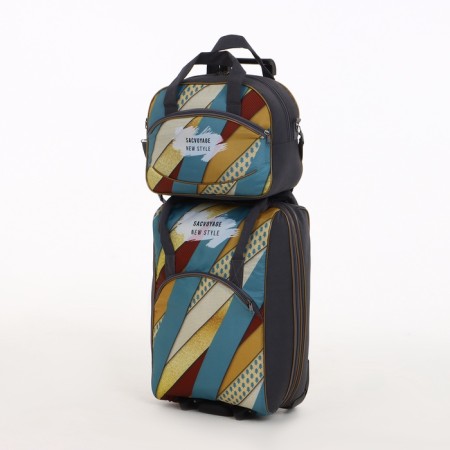 Small 37 L (S) suitcase with a SACVOYAGE bag, lightning department, extension, external pocket, gray color gray