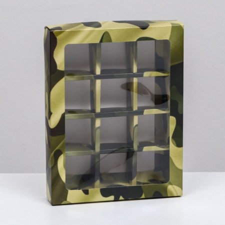 Box for sweets, 12 pcs, "camouflage", 19 x 15 x 3.6 cm