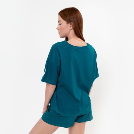 Female set (T -shirt, shorts), Malachite color, size 44-5