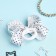 Hair elastic band "Schoolgirl" bow strips peas, 8 cm, white-blue