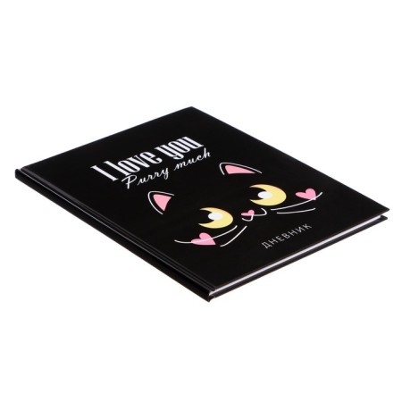 Universal diary for grades 1-11, "Cat with hearts", solid cover 7BC, glossy lamination, 40 sheets-2