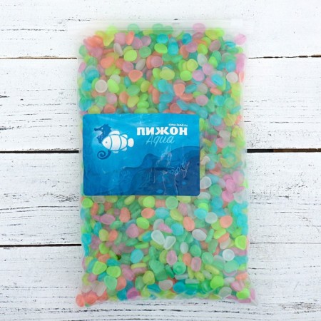 Decorative stones for the aquarium, luminous, 8-11 mm, 1 kg, mix-2