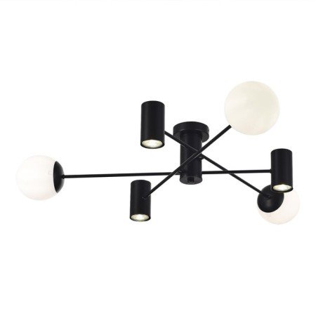 Ceiling EVOLUCE lamp. Sle1105-402-06. Raito. 6x5+60 watts, GU10+E27, 4000K, 100x100x20 cm, black color-1