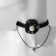 Choker "jeans" flower with pearls, white-black color, 36 cm