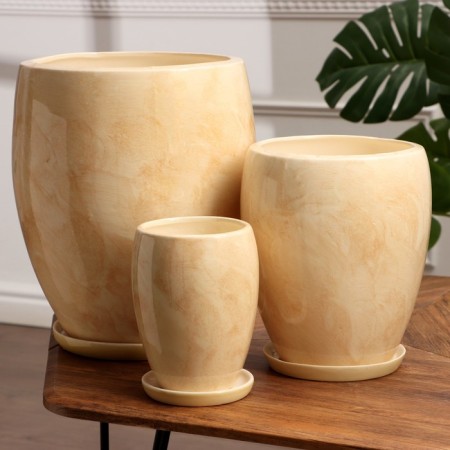 Set of pots 3 pcs. "Spring" beige 15 l/ 5.5 l/ 1.5 l