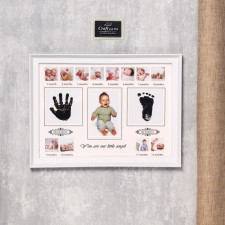 Photo frame in 13 photos 4x4, 7.5x11.5 cm with a stamp. 