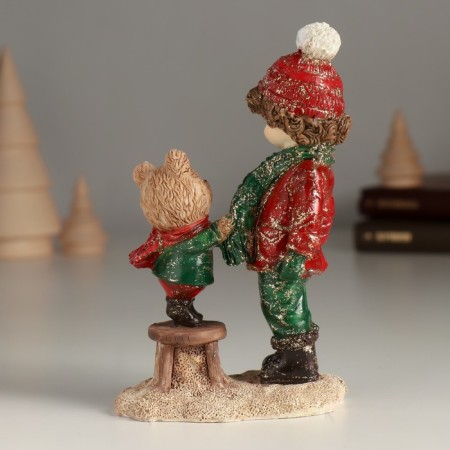 Souvenir Polystone "Baby with a bear" 8.5x5x13 cm-2