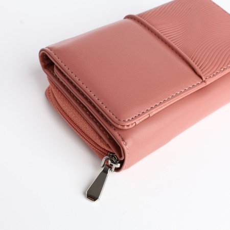 Women's wallet on the button, pink color-3