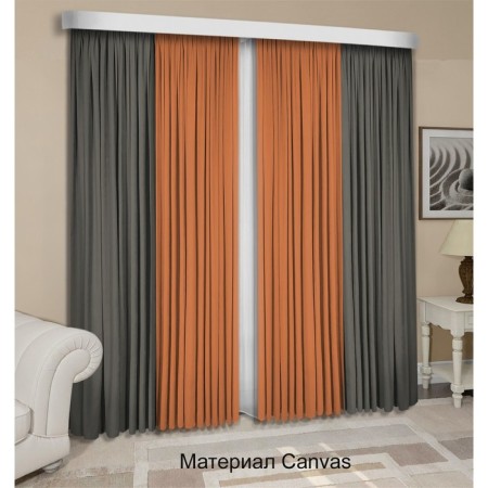 Set of curtains "Canvas", size 200x270 cm, 2 pcs, pavement color, orange-1