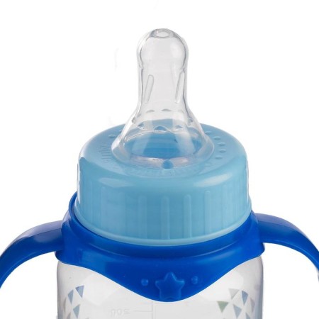 A bottle for feeding "My first bottle", a classic throat, with pens, 250 ml., 0 months, color blue-6