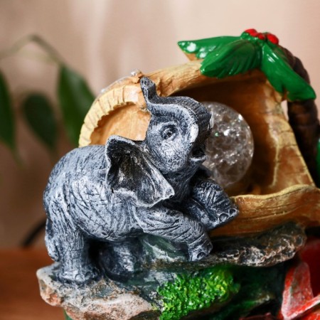 Fountain "Elephant at the Cave" 12x11x19 cm (with backlight)-1