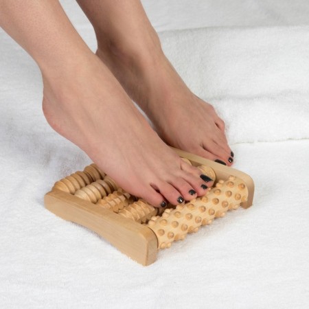 Feet massage "Drums", 19 × 18 × 4.5 cm, wooden, 5 combined rows-4