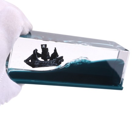 Accessory on the car panel, pirate ship, black, plastic-2