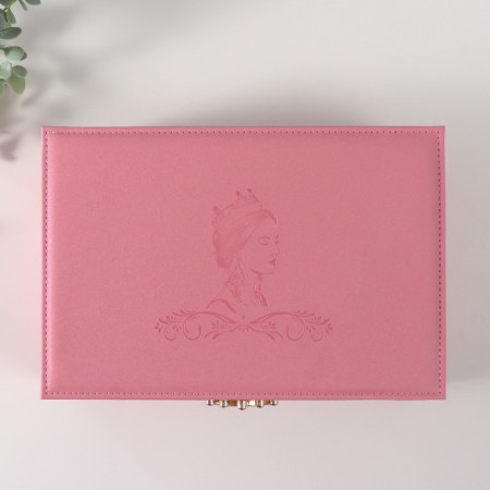 Casket to the leatherette for jewelry "Queen" pink 18x27x9 cm-3